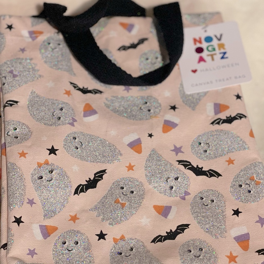 Glittery Ghost Trick-or-treat Canvas Tote